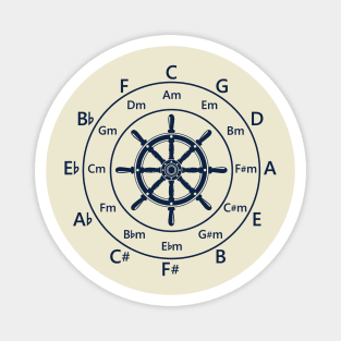 Circle of Fifths Ship Steering Wheel Light Theme Magnet